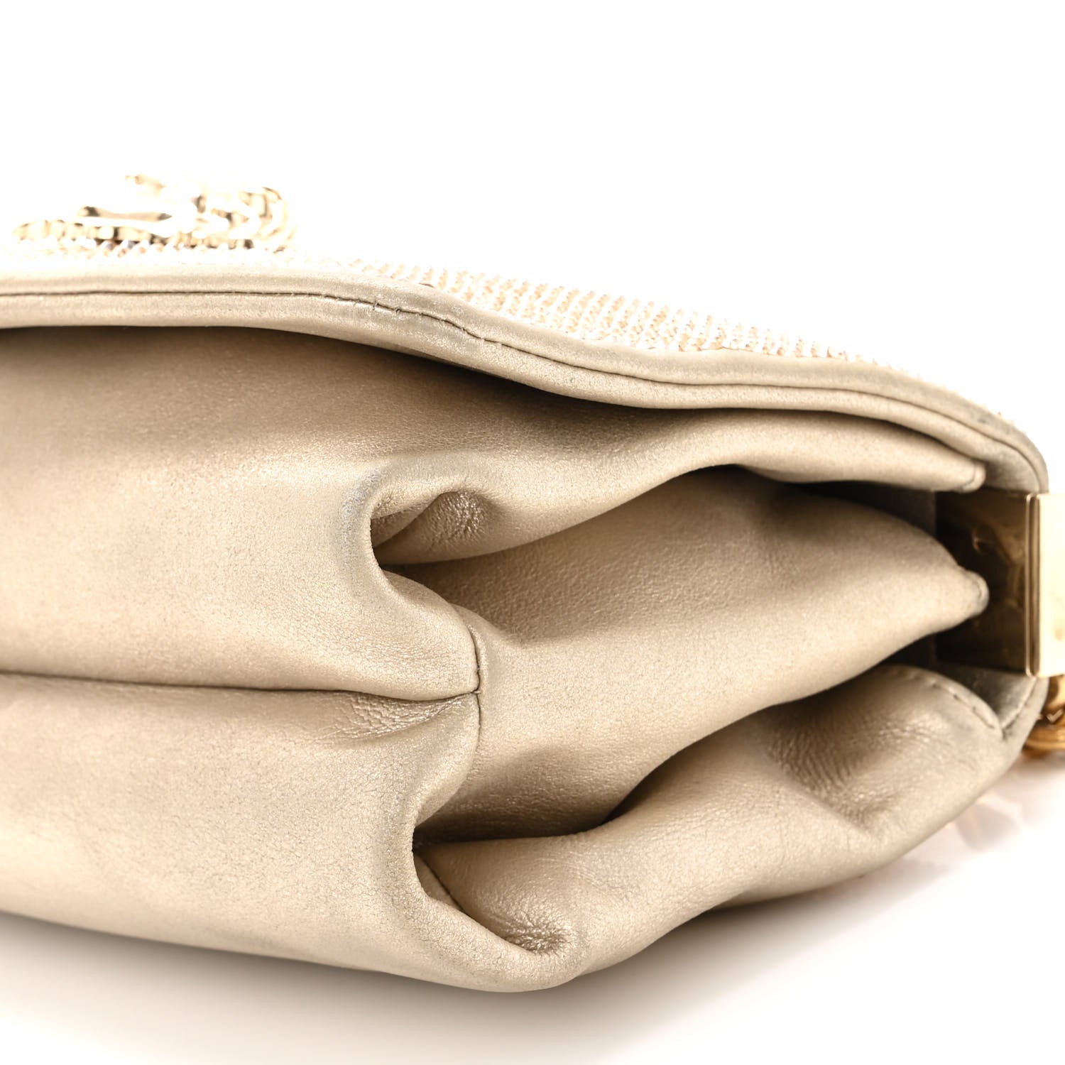 Versace Suede Palazzo Crystal Chain Evening Bag Gold 9 of 11