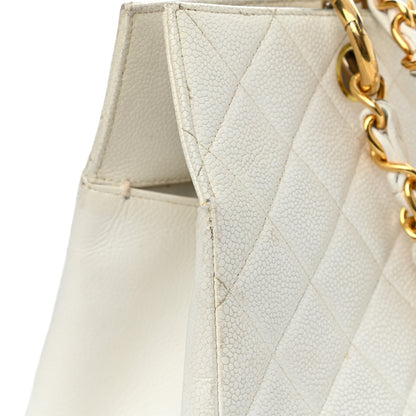 Chanel Caviar Quilted CC Tote White 14 of 16