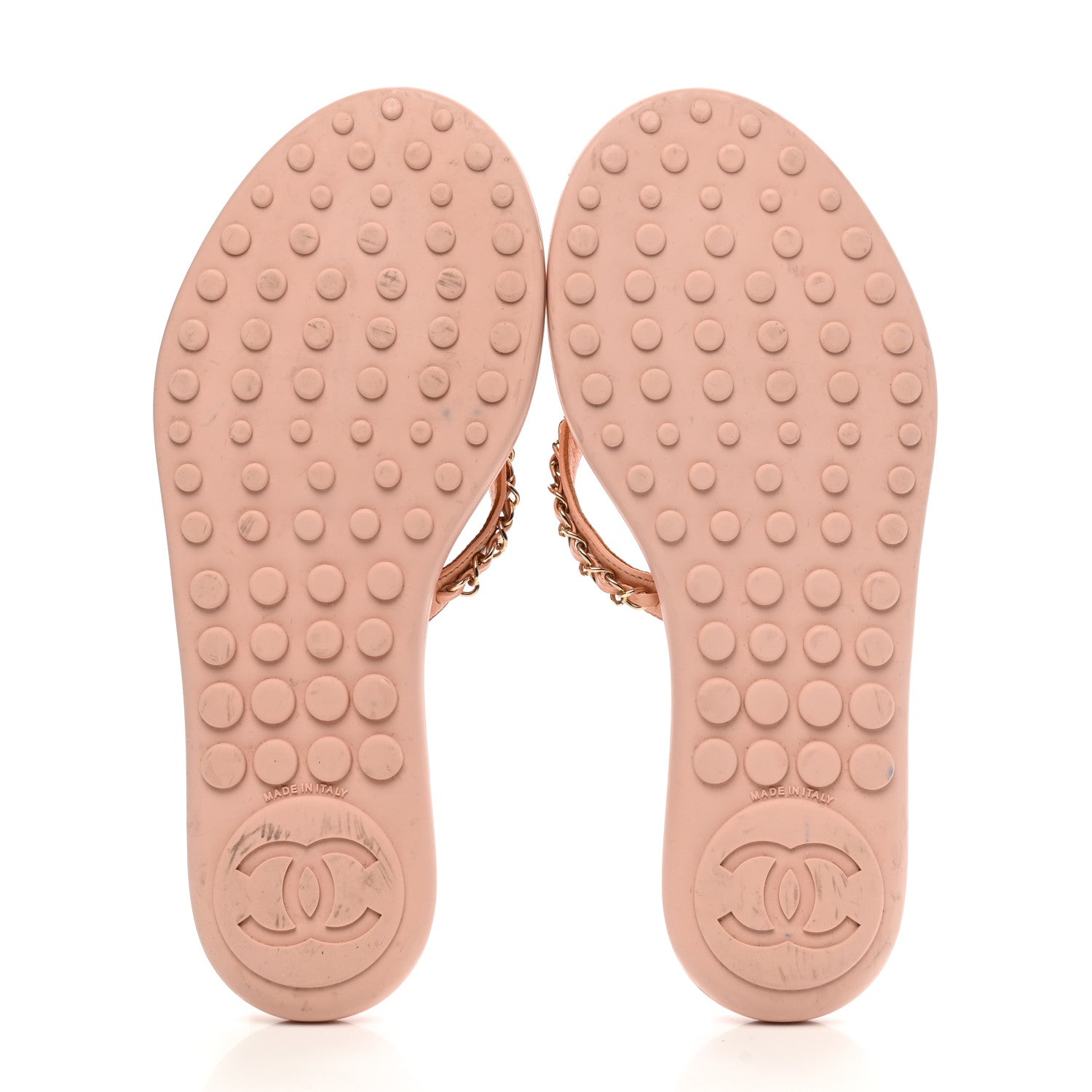 Chanel Calfskin CC Chain Thong Sandals 37 Pink 5 of 10