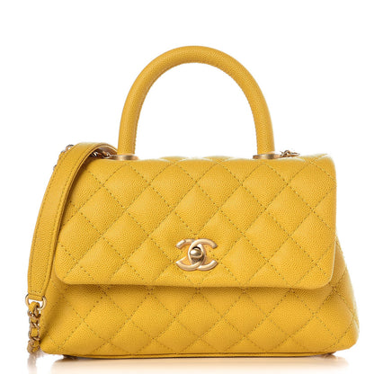 Chanel Caviar Quilted Mini Coco Handle Flap Yellow 1 of 10