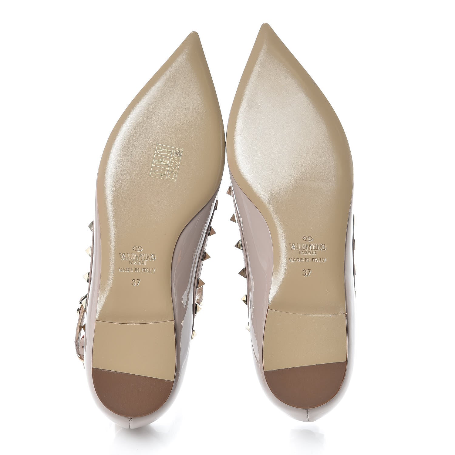 Valentino Garavani Patent Rockstud Cage Ballerina Flats 37 Poudre 7 of 8