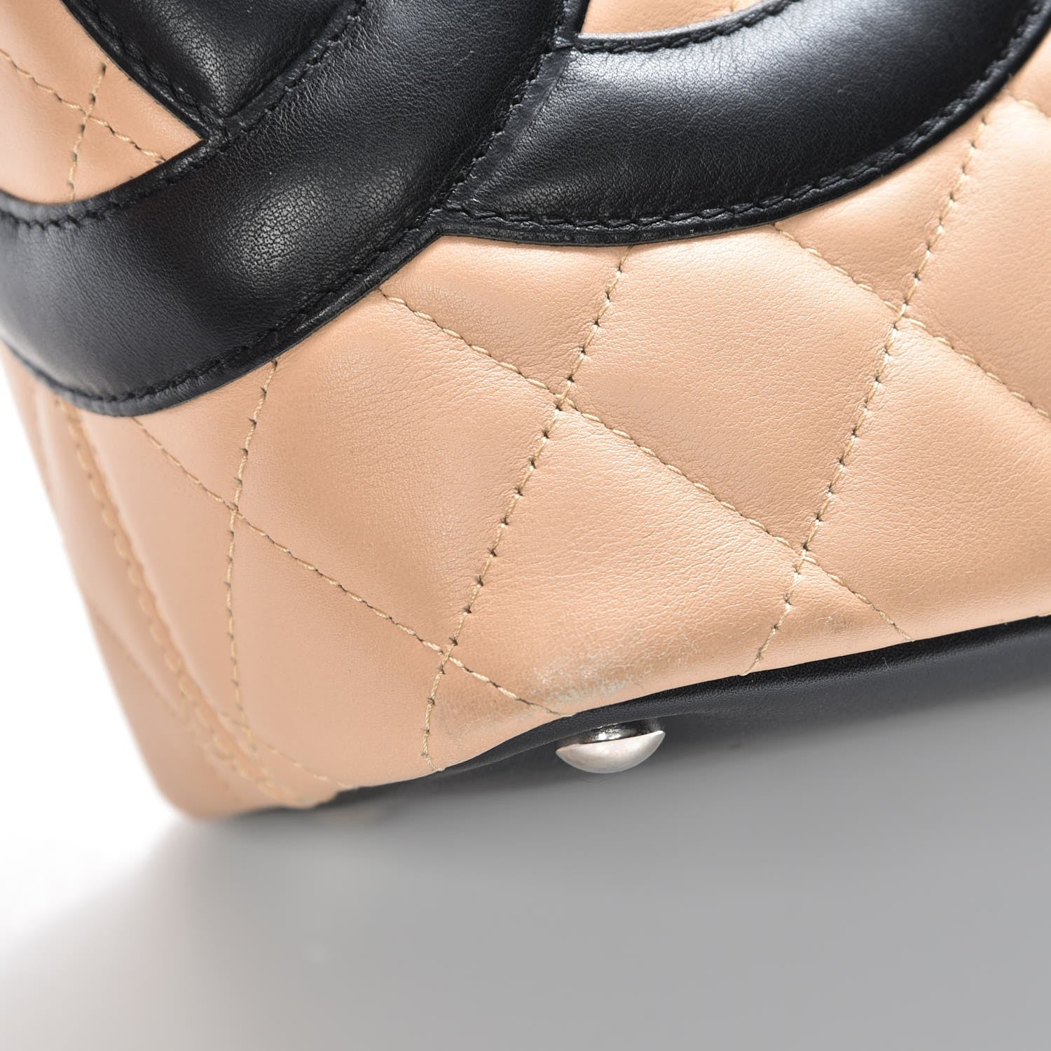 Chanel Calfskin Quilted Small Cambon Tote Beige Black 8 of 8