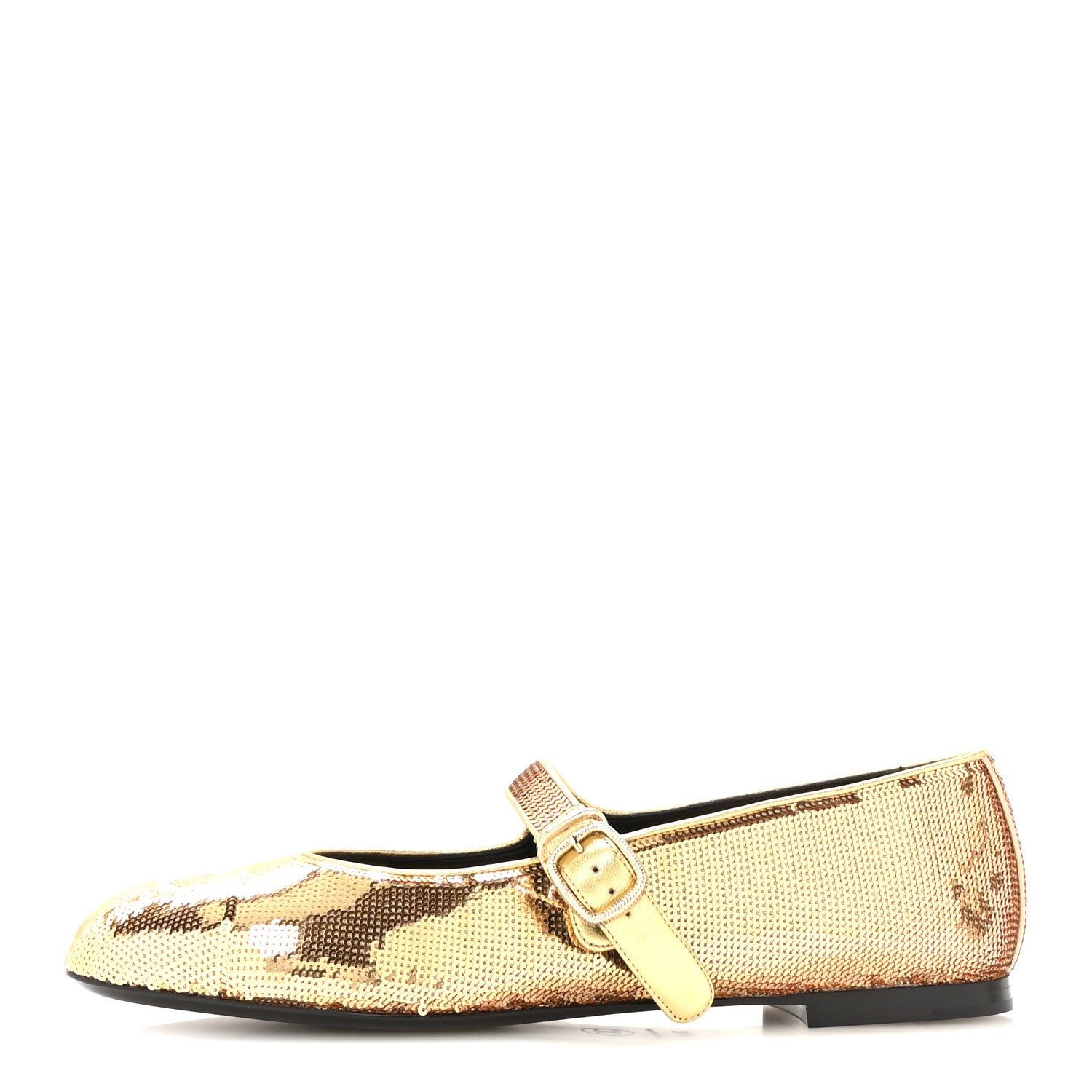 Chanel Sequin Mary Jane Flats 39.5 Golden 1 of 9