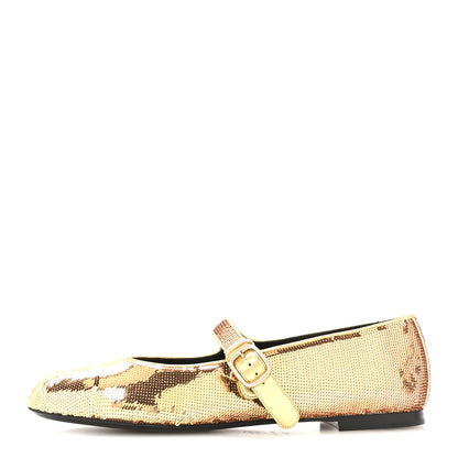 Chanel Sequin Mary Jane Flats 39.5 Golden 1 of 9