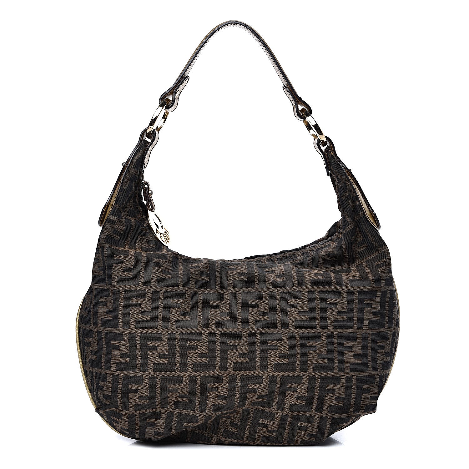 Fendi Zucca Laminated Vachetta Small Chef Hobo Tobacco Bronzo 1 of 13