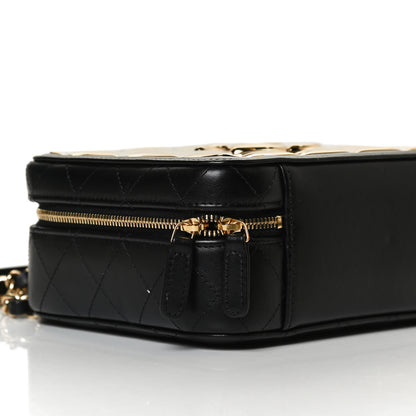 Chanel Lambskin Metal Quilted Golden Plate Vanity Case Black Golden Plate Vanity Case Black Gold 10 of 12