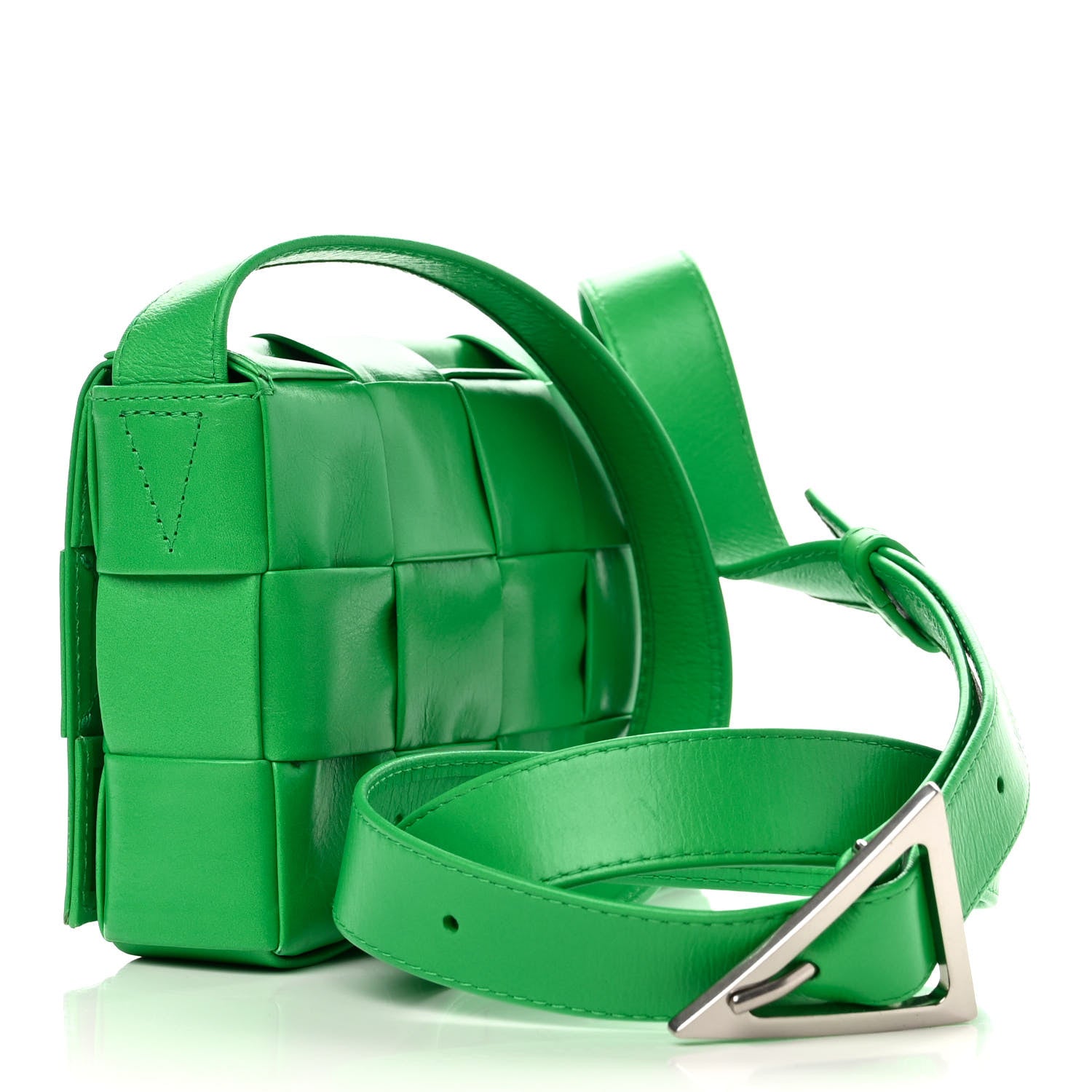Bottega Veneta Paper Calfskin Maxi Intrecciato Small Cassette Crossbody Bag Grass 3 of 9