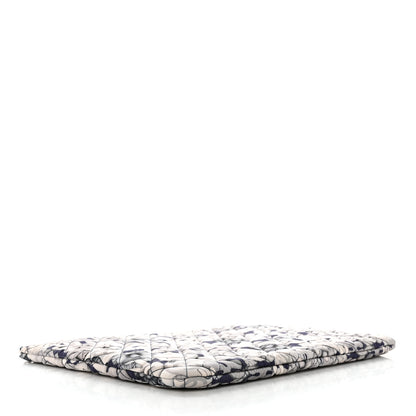 Chanel Nylon Quilted Large Cat Emoticon Cosmetic Case Navy Grey Ecru 4 of 7