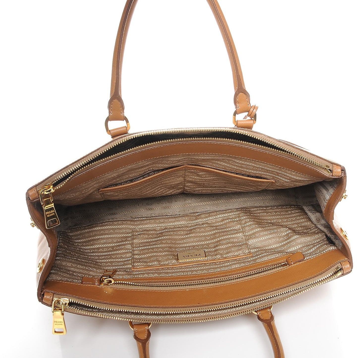 Saffiano Medium Galleria Double Zip Tote Caramel