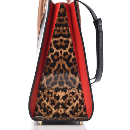 Christian Louboutin Calfskin Patent Leopard Spiked Large Paloma Black 9 of 9