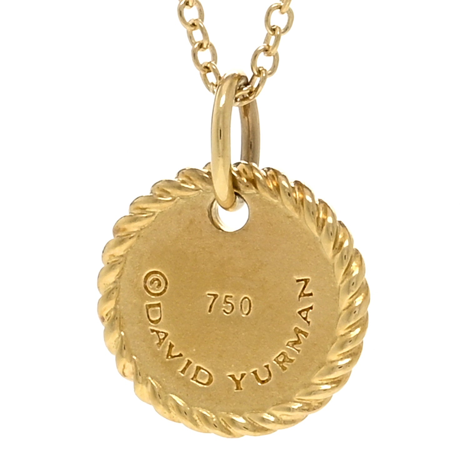 David Yurman 18K Yellow Gold Diamond Initial H Charm Necklace 4 of 4