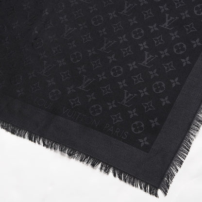 Louis Vuitton Silk Wool Monogram Shawl Black 3 of 5
