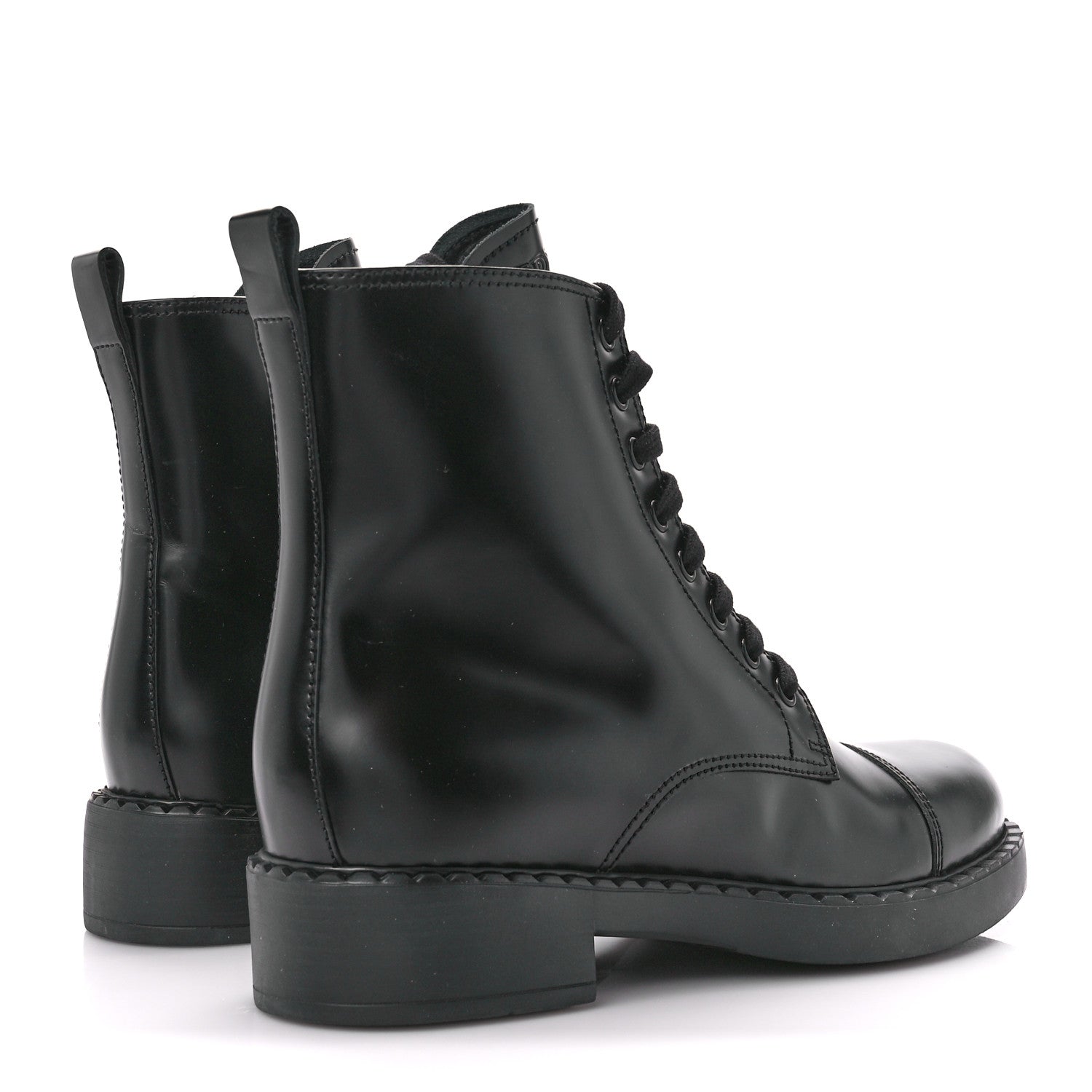 Prada Spazzolato Chocolate 50mm Combat Boots 40 Black 4 of 11