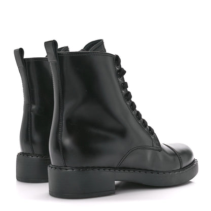 Prada Spazzolato Chocolate 50mm Combat Boots 40 Black 4 of 11