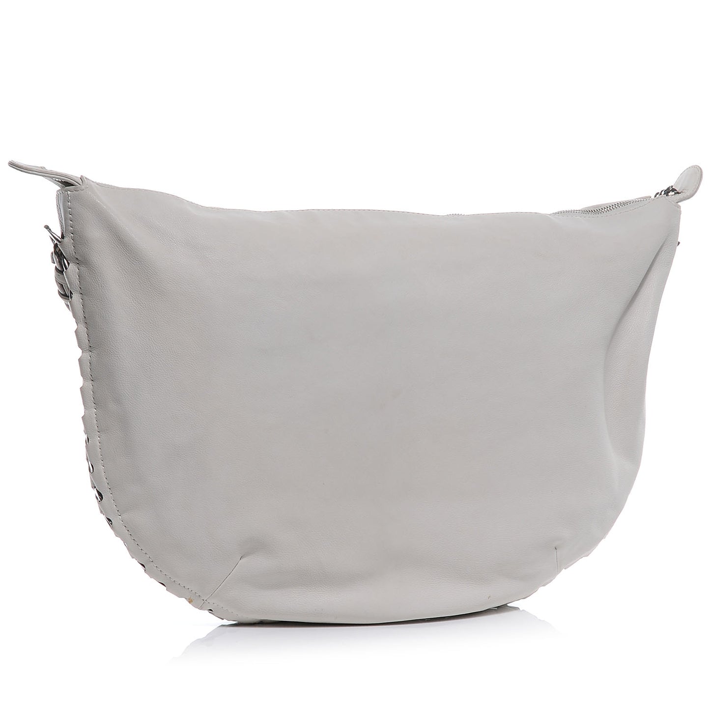Leather Modern Chain Hobo White