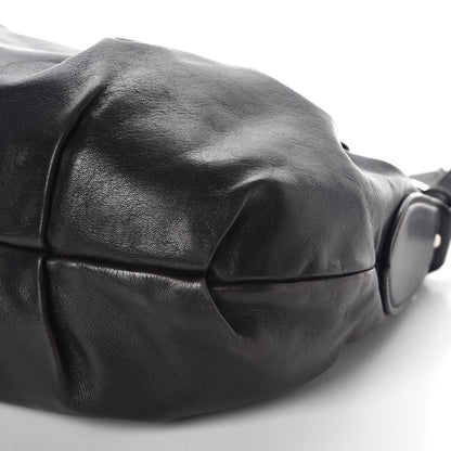 Prada Soft Calf Pleated Hobo Black 8 of 8