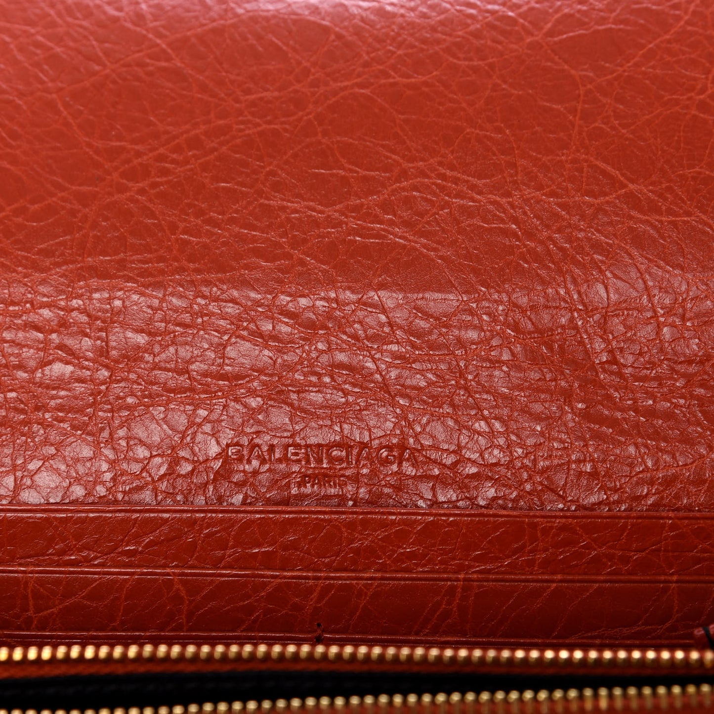 Agneau Giant 12 Gold Hardware Money Wallet Rouge Ambre