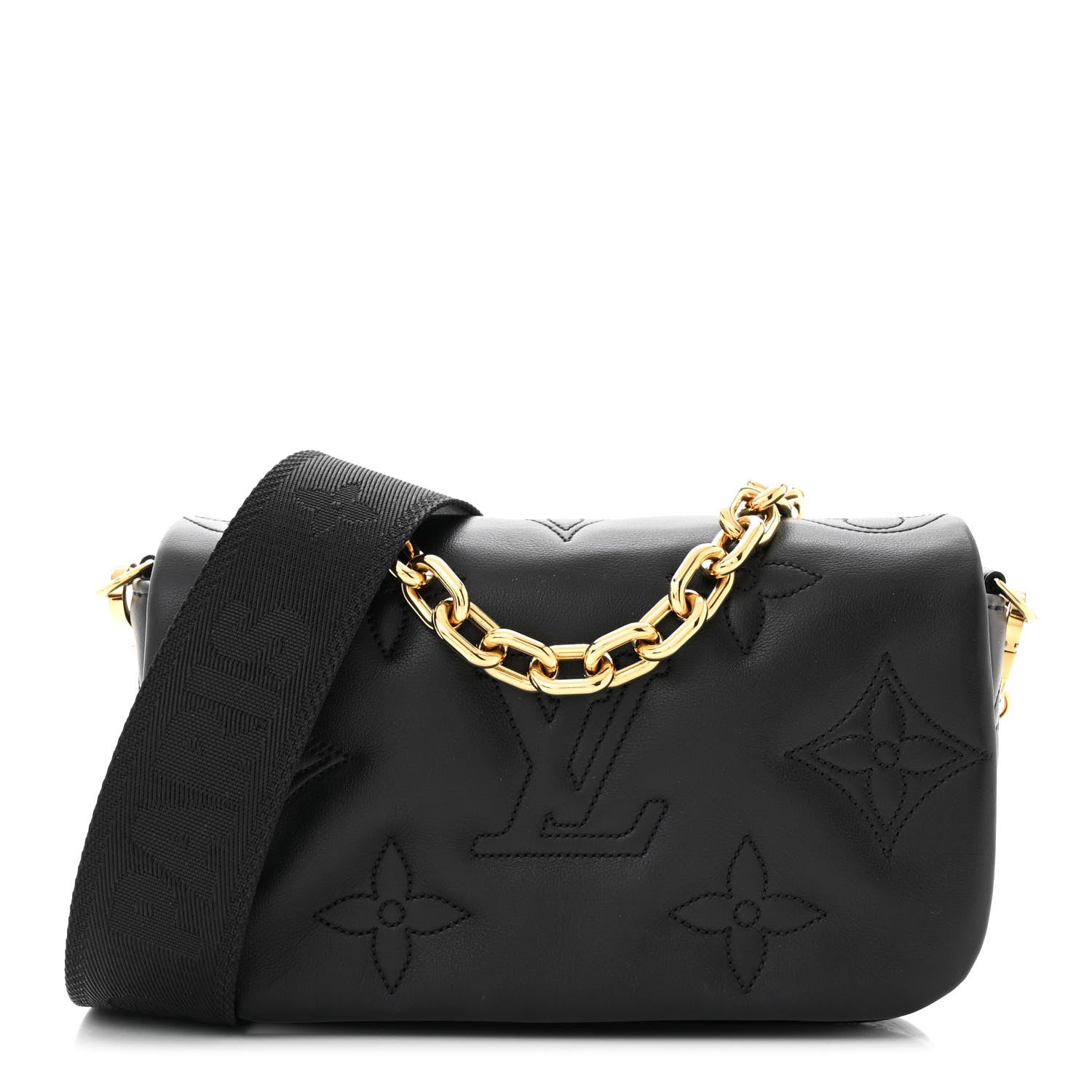 Louis Vuitton Calfskin Bubblegram Wallet On Strap Black 1 of 10