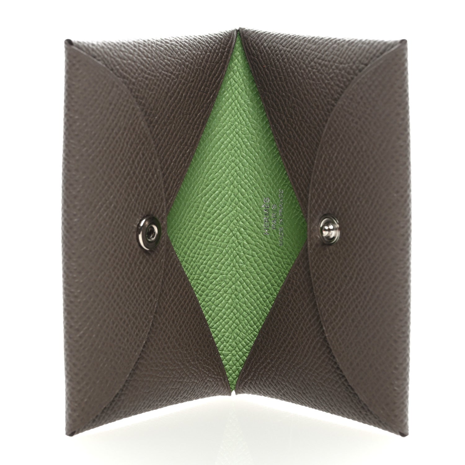 Hermes Epsom Verso Calvi Card Case Etain Vert Criquet 5 of 6