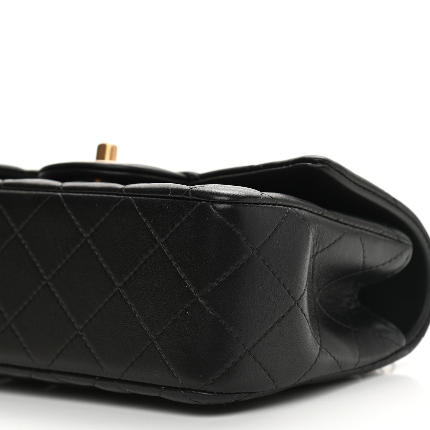 Lambskin Quilted Mini Top Handle Rectangular Flap Black