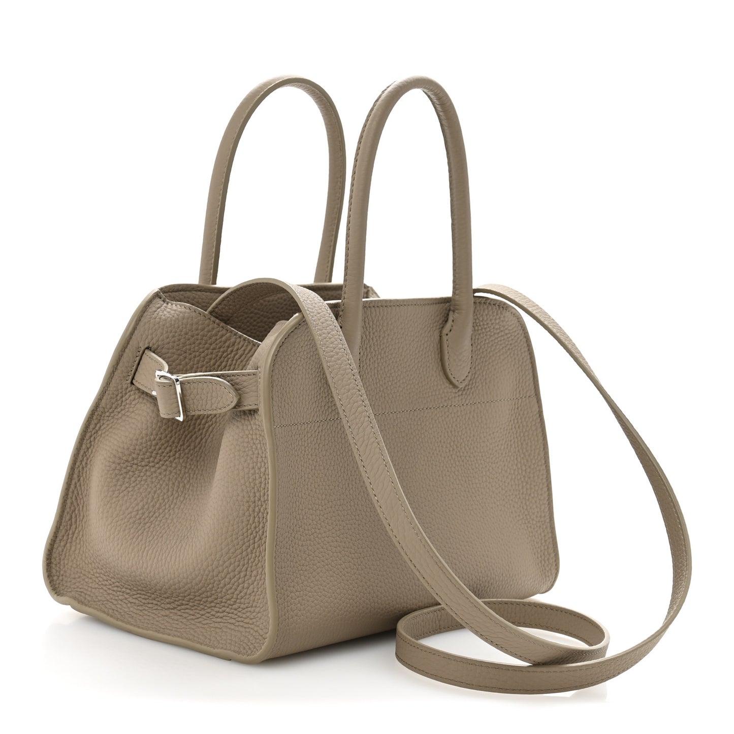 Grained Calfskin Soft Margaux 10 Bag Dark Taupe