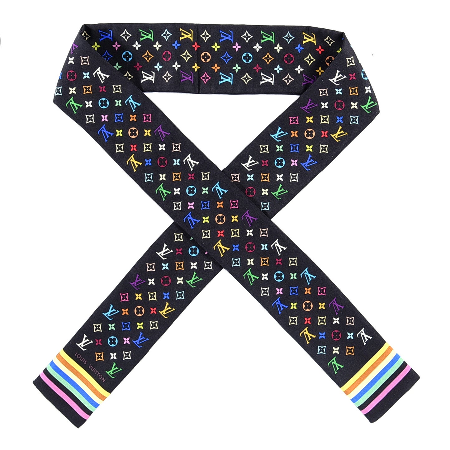 Silk Monogram Multicolor Bandeau Black