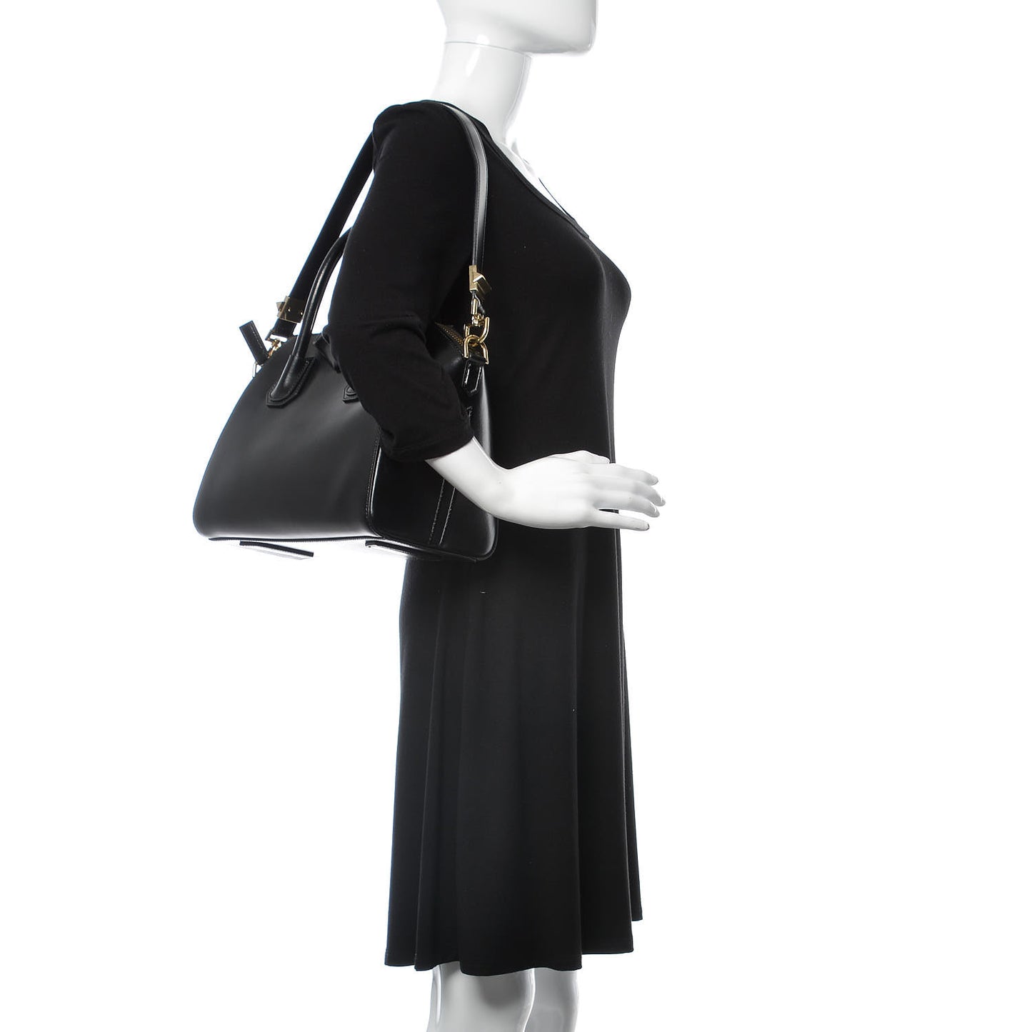 Shiny Lord Calfskin Small Antigona Black