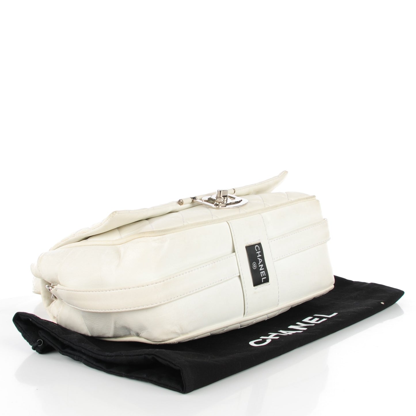 Lambskin Quilted Jumbo Icons Flap White