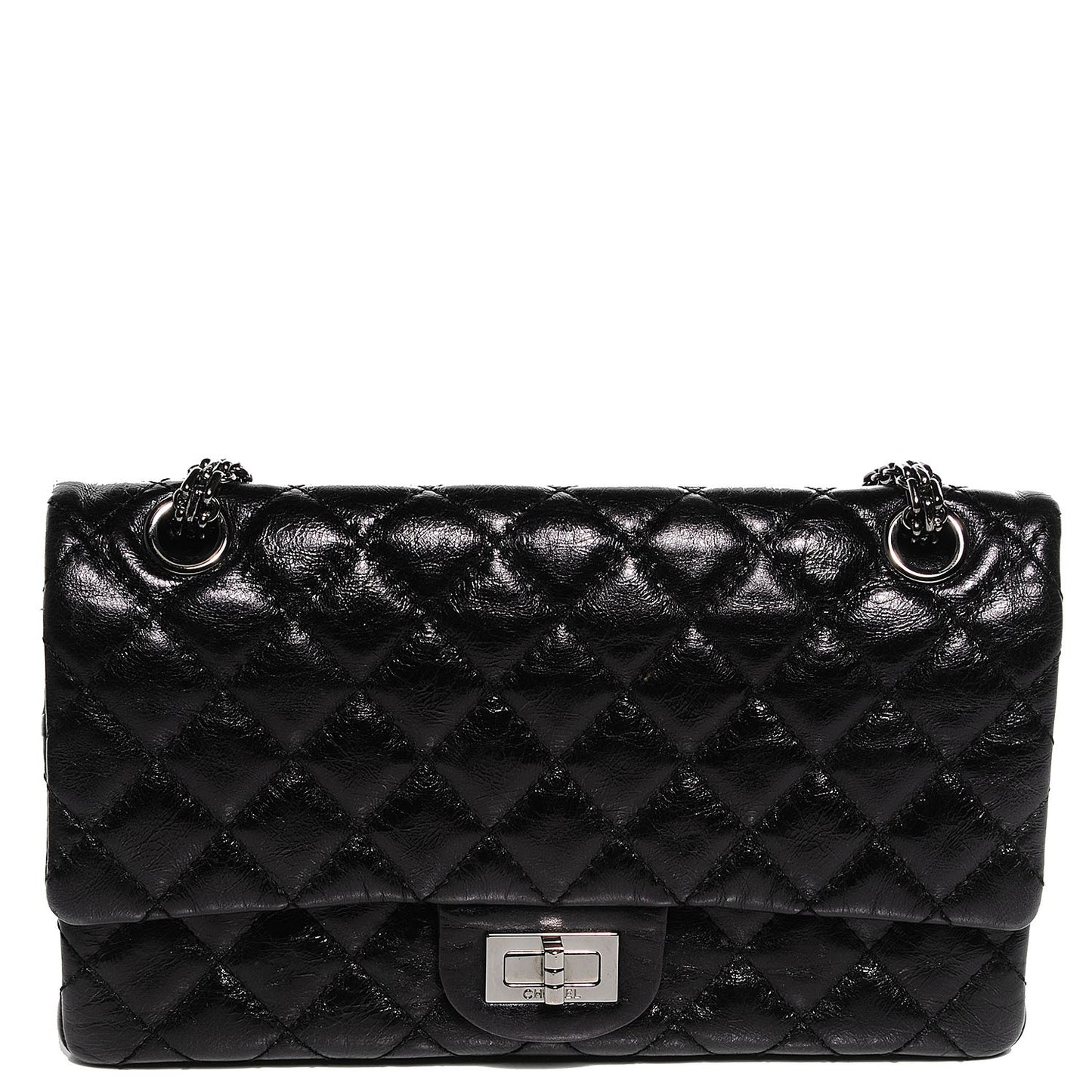 Glazed Calfskin 2.55 Reissue Flap 225 Black