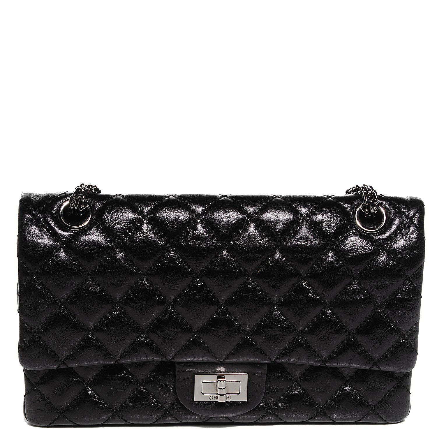 Chanel Glazed Calfskin 2.55 Reissue Flap 225 Black 1 of 7