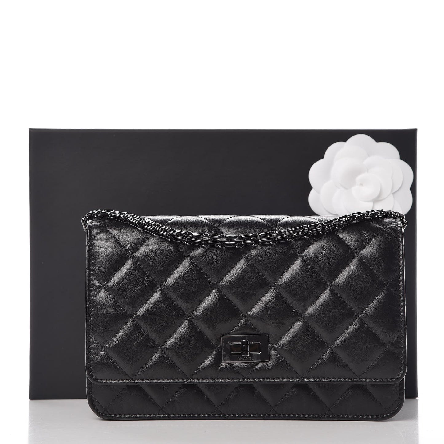 Aged Calfskin Quilted Reissue Wallet On Chain WOC So Black