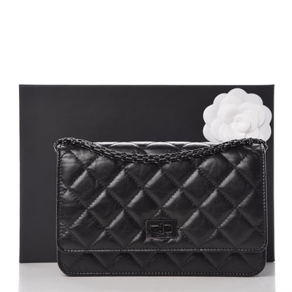 Chanel Aged Calfskin Quilted Reissue Wallet On Chain WOC So Black 9 of 9
