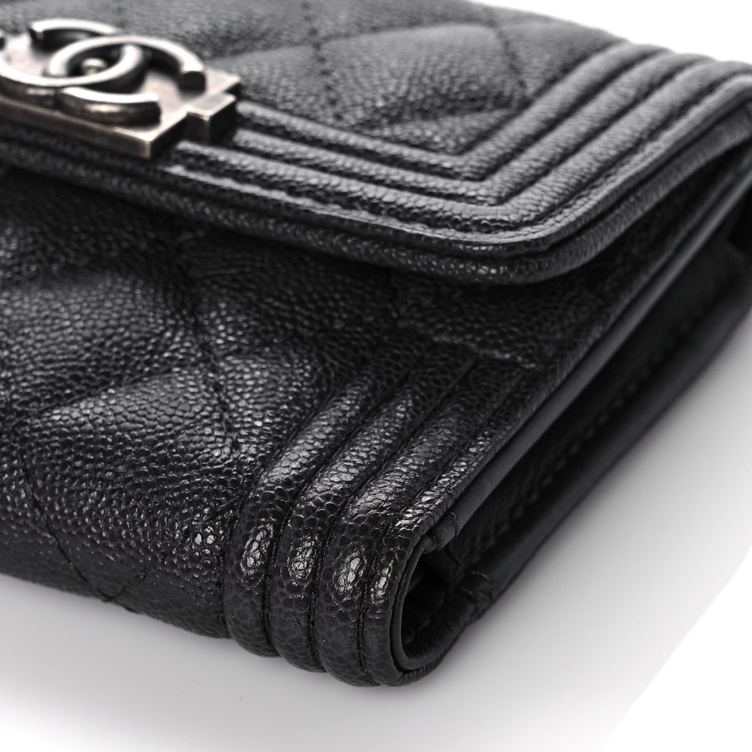 Chanel Caviar Quilted Compact Boy Wallet Anthracite 9 of 10