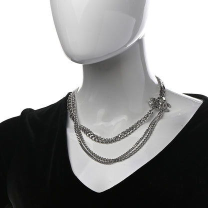 Chanel Baguette Crystal CC Multi Strand Long Chain Necklace Silver 2 of 7