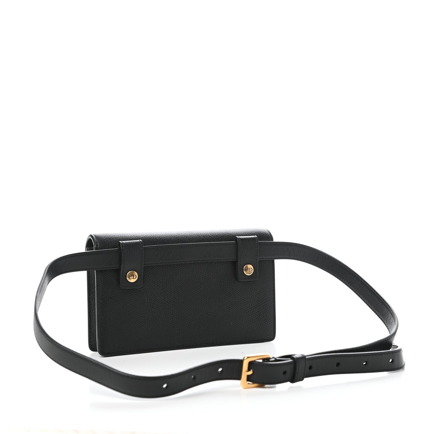 Grained Calfskin Saddle Belt Clutch Black