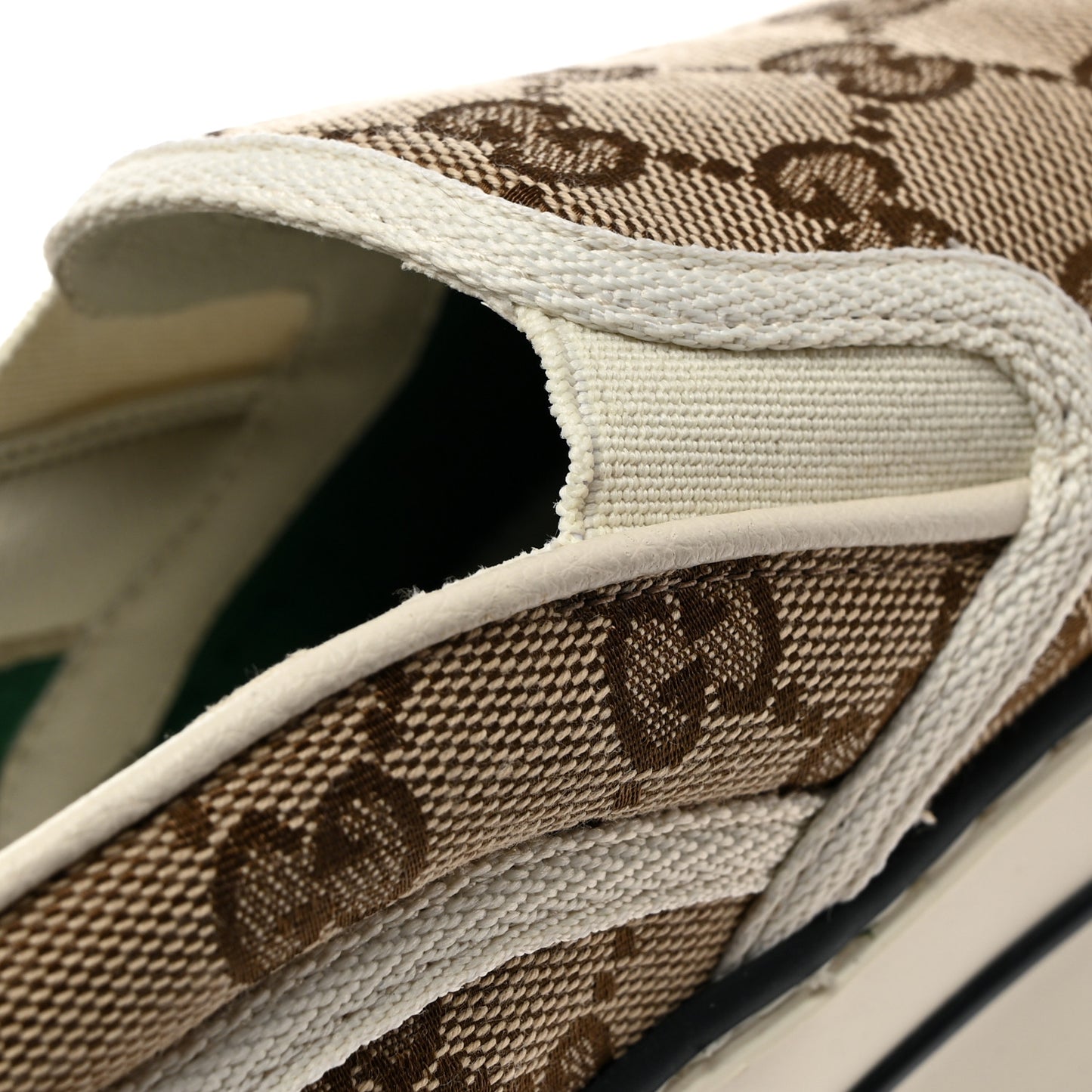 GG Monogram Womens 1977 Tennis Slip On 30mm Sneakers 40 Beige Ebony Mystic White
