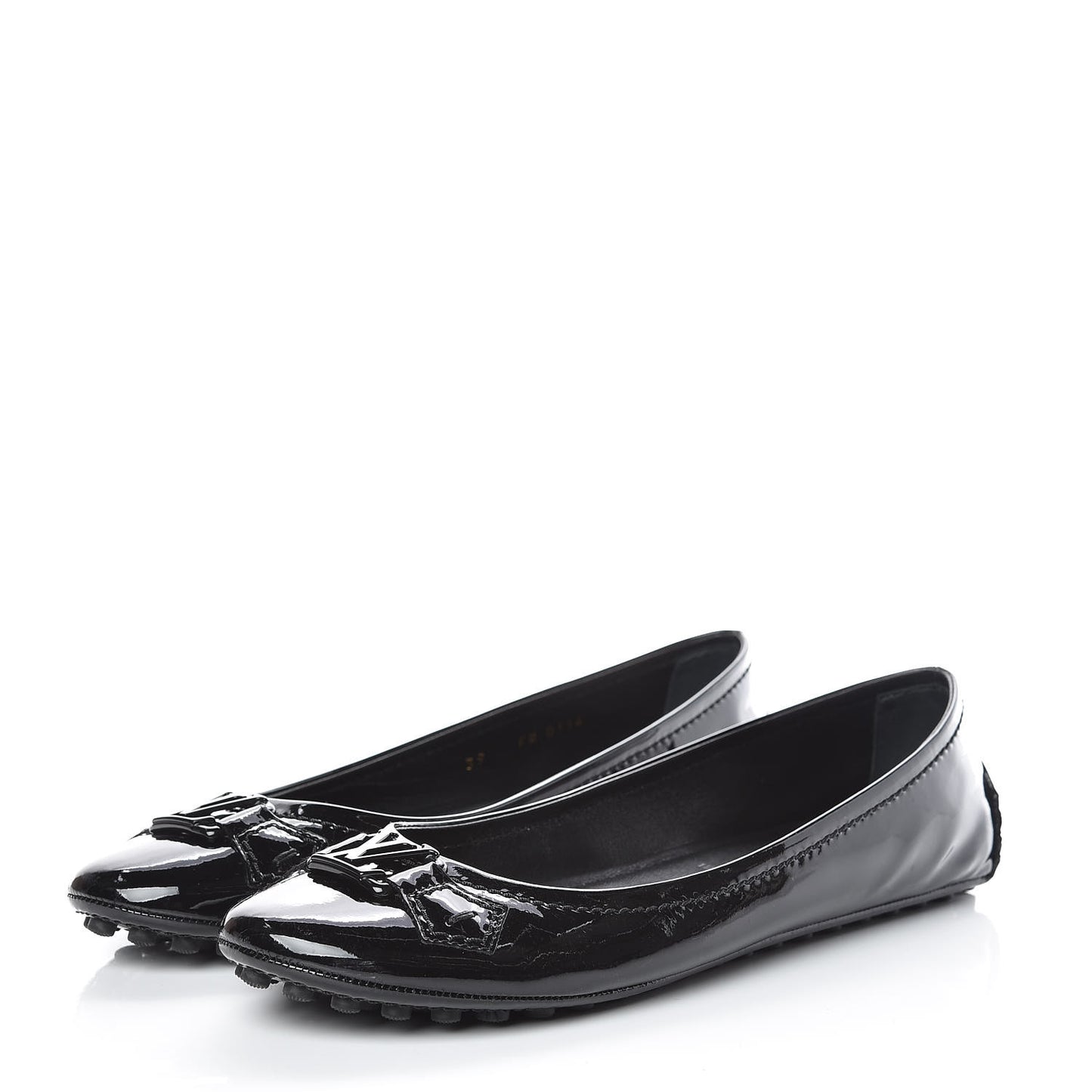 Patent Calfskin Oxford Ballerina Flats 39 Black