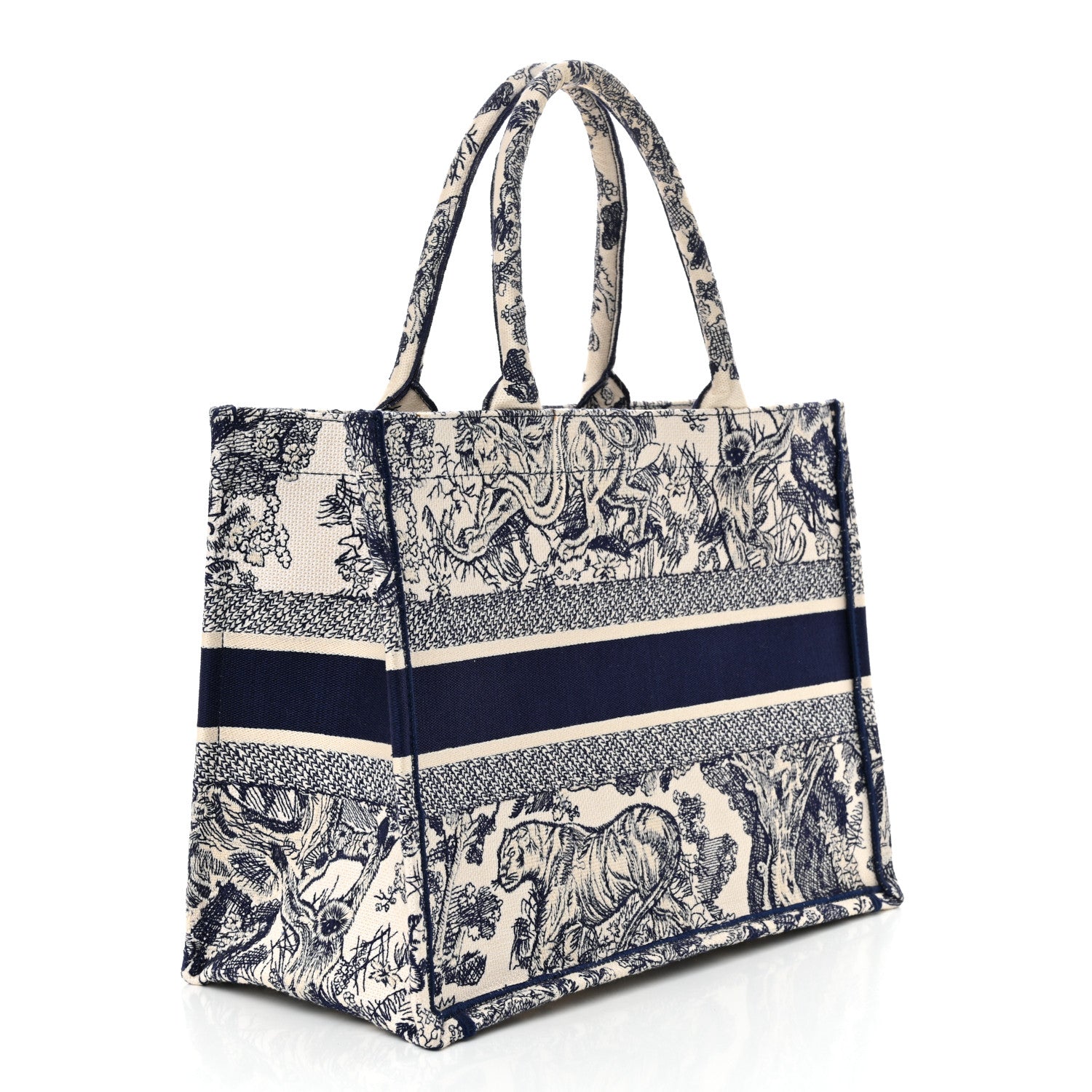Christian Dior Canvas Embroidered Medium Dioriviera Toile De Jouy Reverse Book Tote Blue 3 of 13