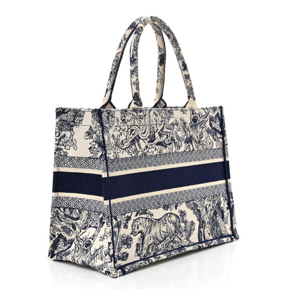 Christian Dior Canvas Embroidered Medium Dioriviera Toile De Jouy Reverse Book Tote Blue 3 of 13