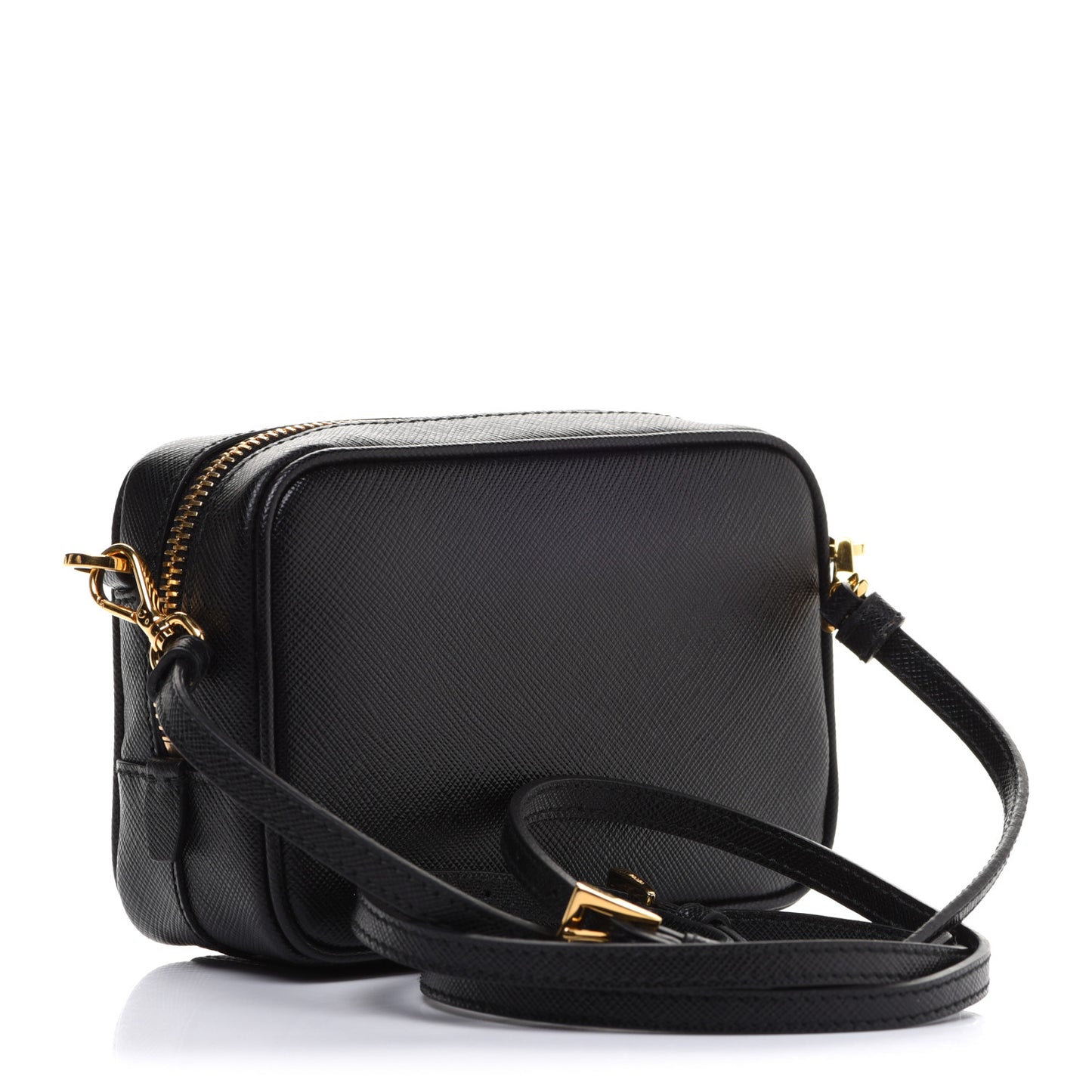 Saffiano Fiocco Bow Camera Crossbody Bag Black
