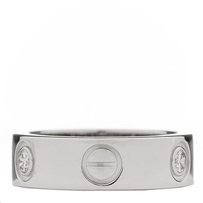 Cartier 18K White Gold 3 Diamond 5.5mm LOVE Ring 48 4.5 4 of 5