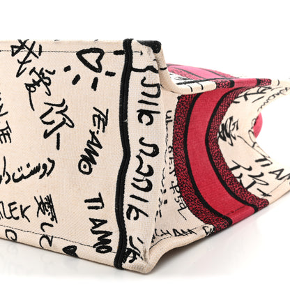 Christian Dior Canvas Embroidered Medium Dioramour Graffiti Book Tote Latte Multicolor 10 of 13
