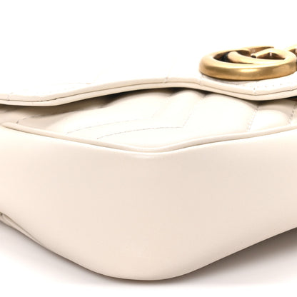 Gucci Calfskin Matelasse Super Mini GG Marmont Shoulder Bag White 9 of 11