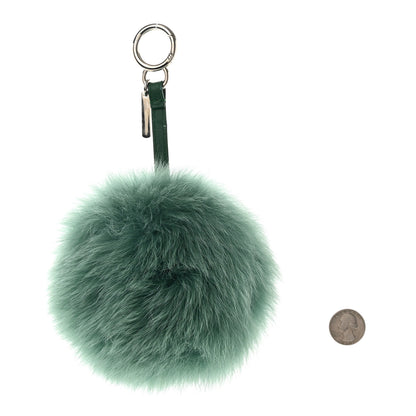 Fendi Fox Fur FF Reloaded Pom Pom Bag Charm Green Black 2 of 5