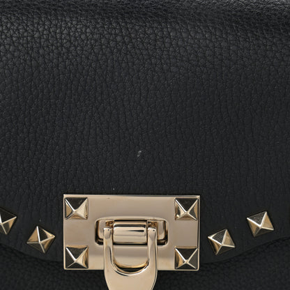 Valentino Garavani Pebbled Calfskin Medium Rockstud Flap Saddle Bag Black 11 of 12