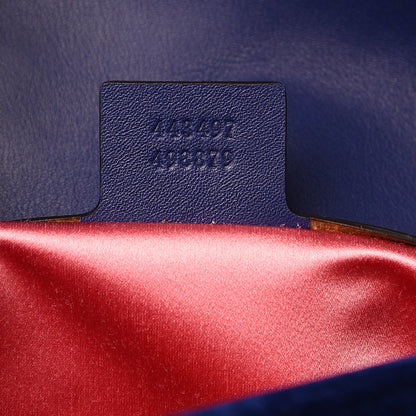 Gucci Velvet Matelasse Deer Embroidered Small GG Marmont Shoulder Bag Cobalt 6 of 9