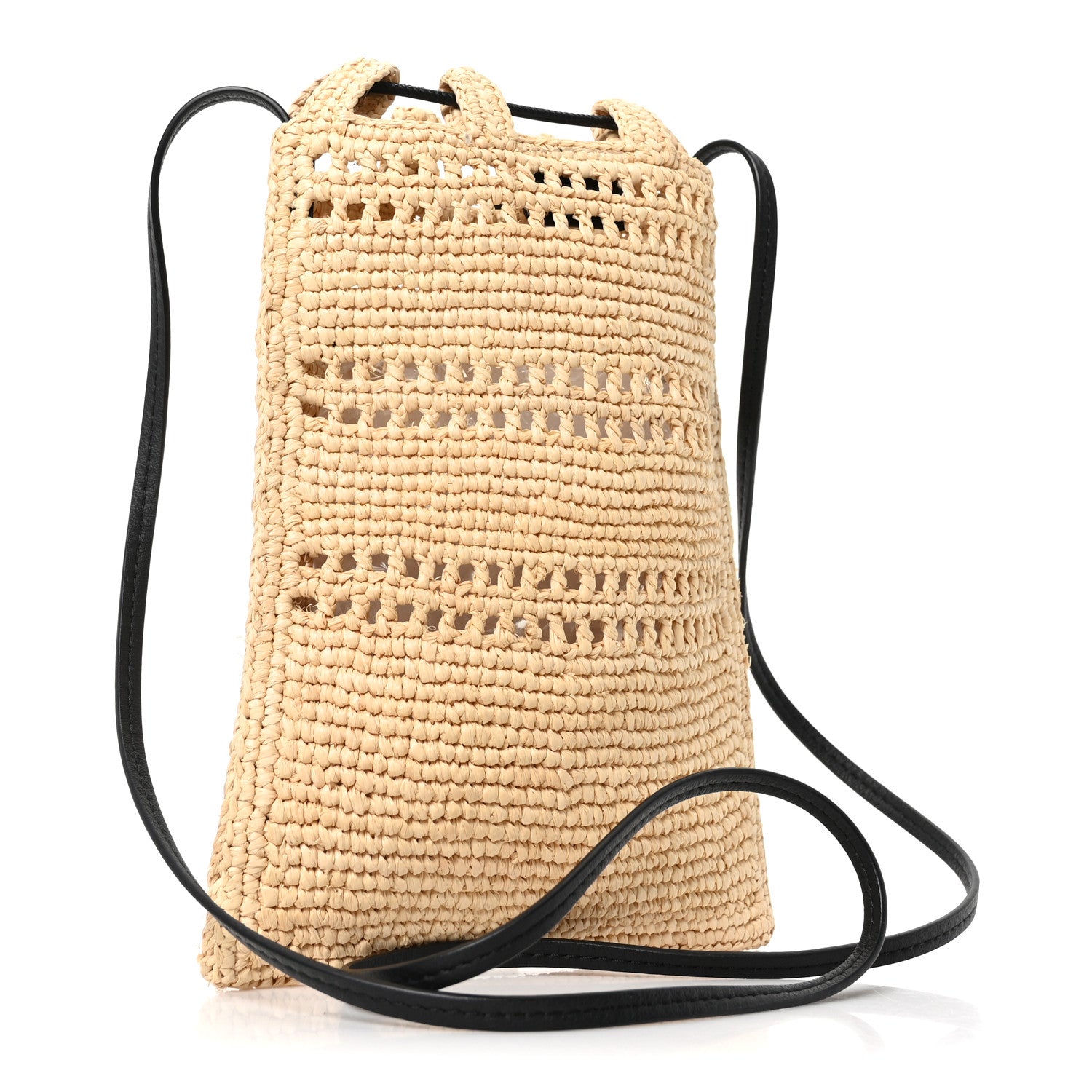 s*v様 LOEWE ナチュラルストロー バッグ Loewe Raffia Logo Drawstring Pocket Crossbody Natural Black