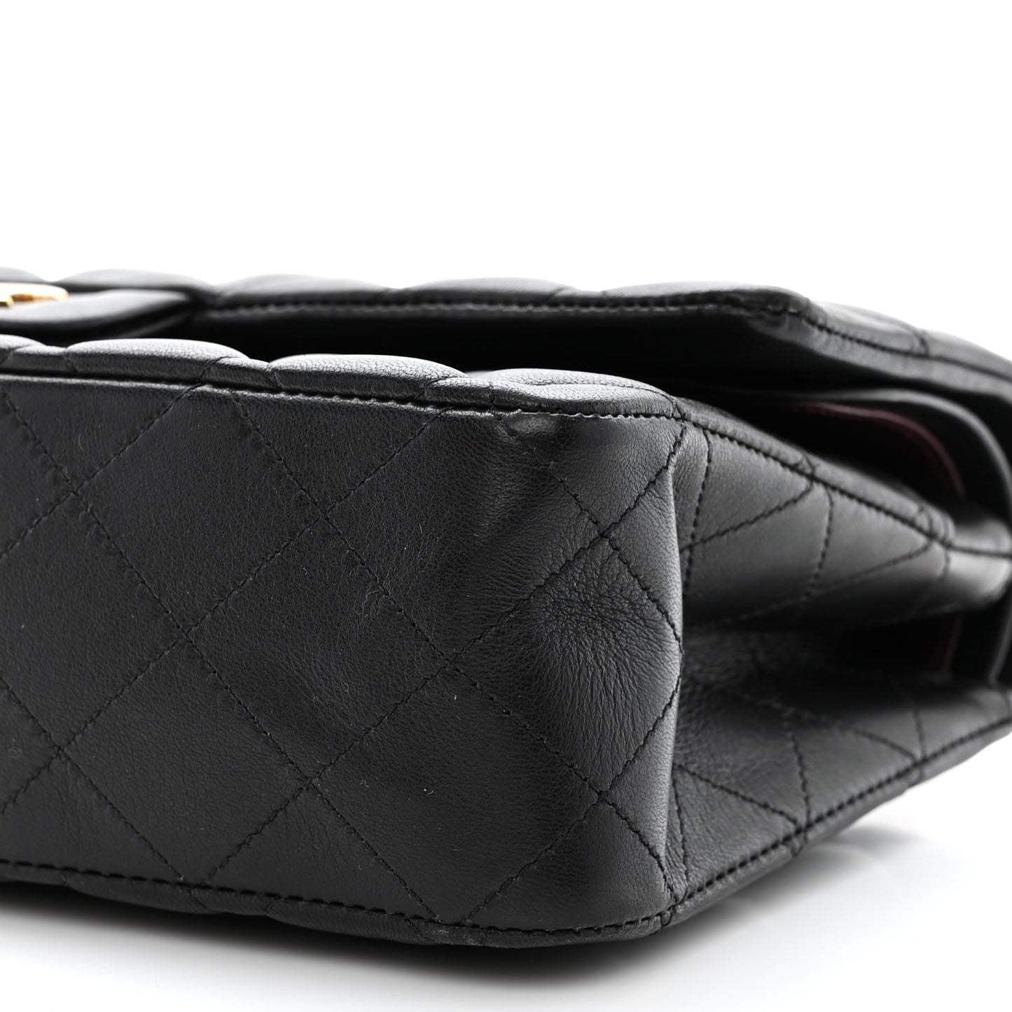 Lambskin Quilted Medium Double Flap Black