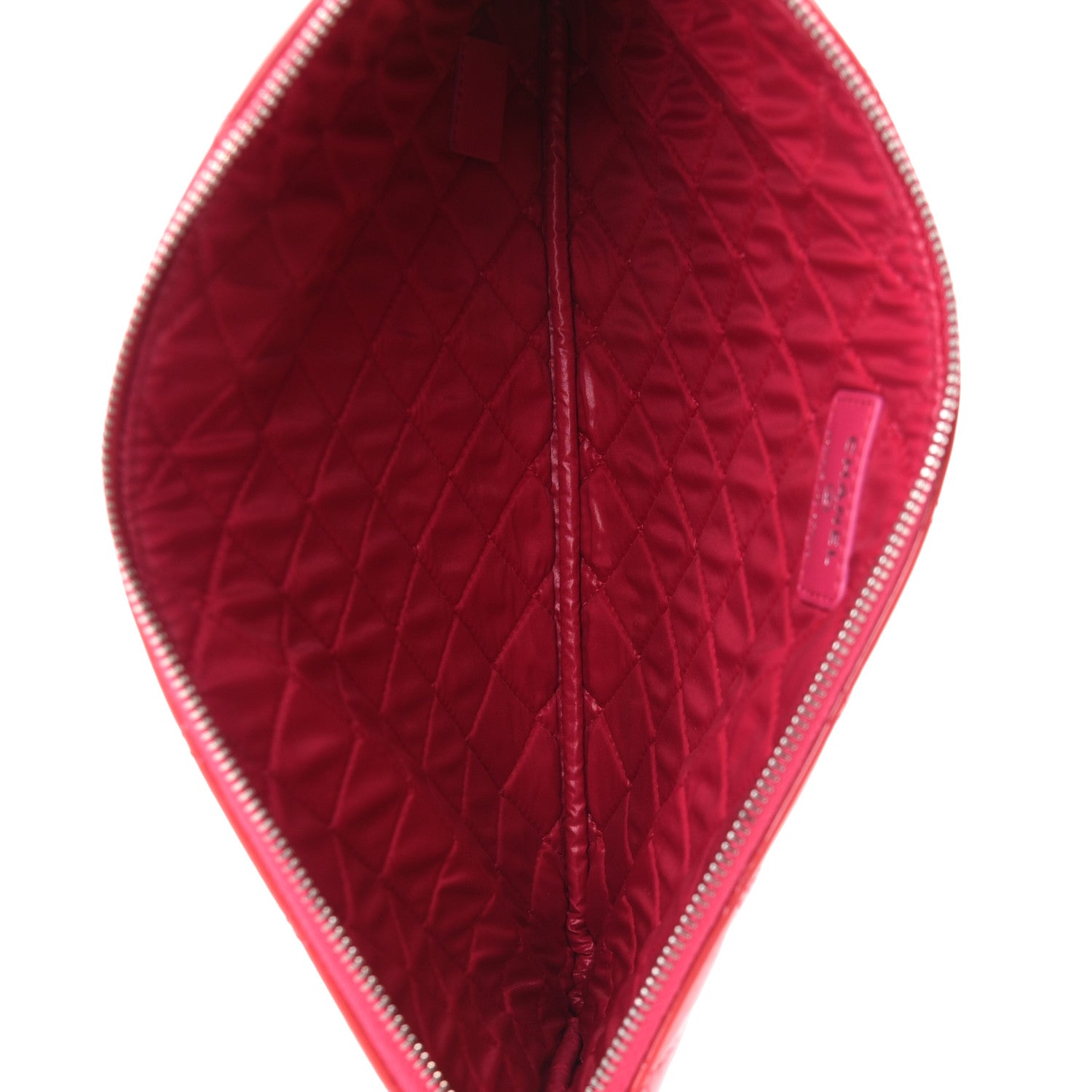 Chanel Patent Calfskin Quilted Valentine Hearts Medium O Cosmetic Case Dark Pink 8 of 10