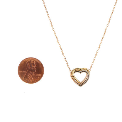 Cartier 18K Pink Yellow White Gold Trinity Heart Necklace 3 of 5